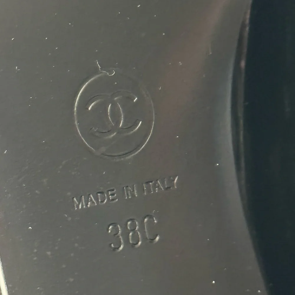 Chanel Glossy Black CC patent leather Loafers Tassel 38C / Size 8 Authentic‎ - Picture 6 of 9